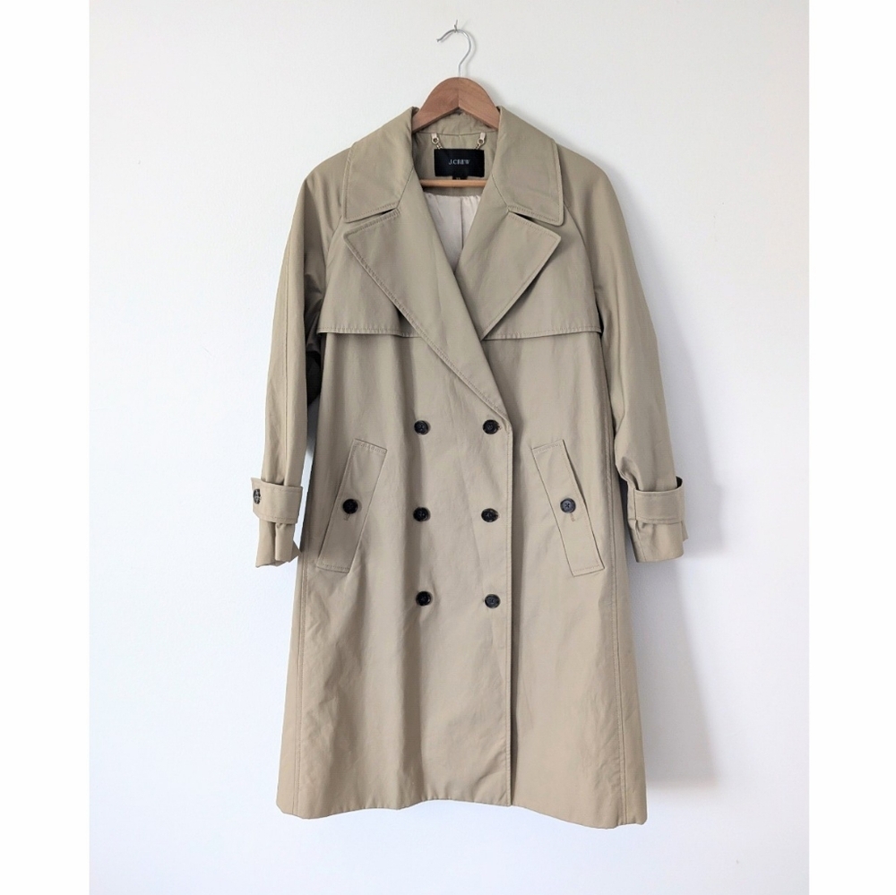J. Crew Relaxed Oversized Tan Trench Coat - Picture 2 of 13